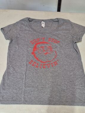 Gildan Gray Heather Crewneck Tee with Blue Logo Tag
